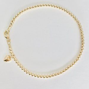 Dainty KiKi Anklet + Puffy Heart Charm (14K Gold)